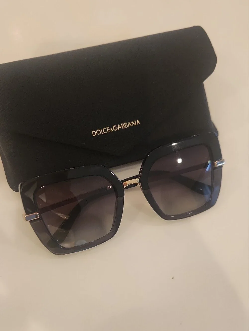 Dolce & Gabbana Black Sunglasses with Gold Accents